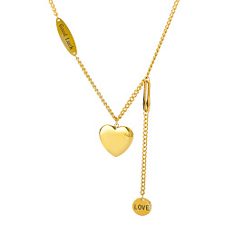 3603 Sweet Heart Pendant Necklace with Double Layers and Simple Design