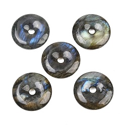 Лабрадорита Природные подвески лабрадорита, подвески в виде пончиков/пи-дисков, 25x5.5~6 мм, отверстие : 4~4.5 мм