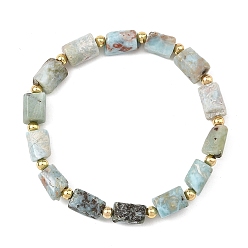 Larimar Stretcharmbänder aus facettierten Säulenperlen aus natürlichem Larimar, golden, Innendurchmesser: 2.17 Zoll (5.5 cm)
