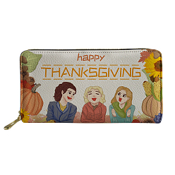 Human Thanksgiving Day Theme Imitation Leather Coin Purse for Women, Wallet with Zipper, Clutch Bag, Human, 20x25x2.5cm