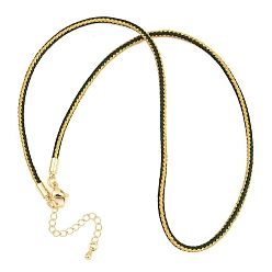 Черный Изготовление ожерелий из плетеного поликоттонового шнура, с латунными выводами и 303 застежками из лобстера из нержавеющей стали, реальный 18 k позолоченный, чёрные, 18.11~18.19 дюйм (46~46.2 см)