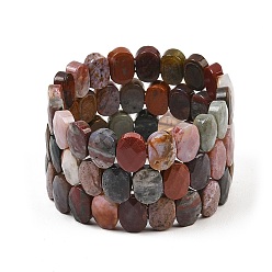 Ocean Jasper Natural Ocean Jasper Oval Beaded Stretch Bracelet, Gemstone Jewelry for Women, Inner Diameter: 2-1/8 inch(5.4~5.5cm)
