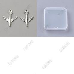 Antique Silver 100Pcs Tibetan Style Alloy Pendants, Airplane Charms, Antique Silver, 22x16x3mm, Hole: 1.6mm
