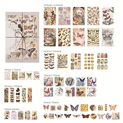 Butterfly PVC Plastic Sticker Labels, Self-adhesion, for Card-Making, Scrapbooking, Diary, Planner, Cup, Mobile Phone Shell, Notebooks, Butterfly Pattern, 4~10x7~15cm, 83pcs/set