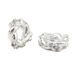 Серебро Латунные микро проложить кубического циркония бусы, без свинца и без кадмия, кольцевые, серебряные, 6.5x6.5x2 мм, отверстие : 2.5 мм