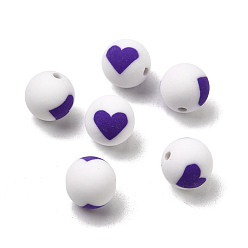 Индиго Бусины из полимерной глины , круглые с сердца шаблона, индиговые, 10 мм, отверстие : 1.5 мм