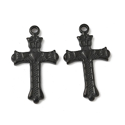 Cross 304 подвески из нержавеющей стали, ионное покрытие (ip), чёрные, крестик, 30.5x18.5x2 мм, отверстие : 2 мм