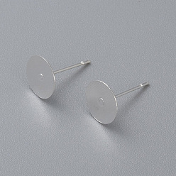 Argent 304 résultats boucle d'oreille de goujon en acier inoxydable, plat rond, argenterie, 6x0.3mm, pin: 0.7 mm