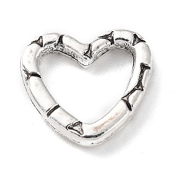 Antique Silver Tibetan Style Alloy Linking Rings, Textured, Heart, Antique Silver, 13x14x2.5mm, Inner Diameter: 6.5x9.5mm, about 471pcs/500g