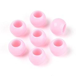 Бледно-Розовый Непрозрачные акриловые бусины, круглые, розовый жемчуг, 12x9.8 мм, отверстие : 6.5 мм, Около 850 шт / 500 г