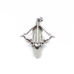 Quartz Crystal Natural Quartz Crystal Resin Pointed Pendants, Arrow Charms with Antique Silver Plated Alloy Findings, 38x35mm