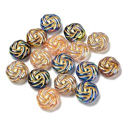 Mixed Color Opaque Acrylic Beads, Golden Metal Enlaced, Flower, Mixed Color, 16x7mm, Hole: 1.5mm
