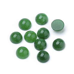 Green Natural White Jade Cabochons, Dyed, Half Round/Dome, Green, 6x3~4mm