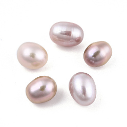 Lilac Natural Keshi Pearl Beads, Freshwater Pearl, No Hole/Undrilled, Rice, Lilac, 9~10x7~8mm