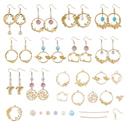 Golden SUNNYCLUE DIY Dangle Earring Making Kits, Including Alloy Pendants, Brass Links Connectors & Earring Hooks, Zinc Alloy Links, Freshwater Shell & Glass Pearl Beads, Golden