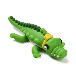 Green PVC Plastic Big Pendants, Crocodile Charm, Green, 89x35x20mm, Hole: 3mm