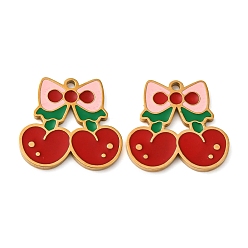 (123L) Белый крем непрозрачный блеск 304 подвески из нержавеющей стали, с эмалью, ионное покрытие (ip), вишня, огнеупорный кирпич, 17x18x1.5 мм