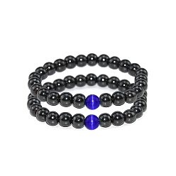 Set 5 Colorful Cat Eye Stone Obsidian Bead Bracelet for Couples and Yoga Energy Stones