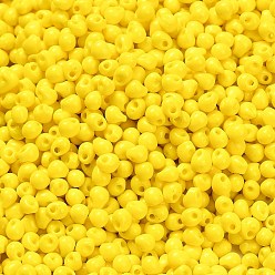 (DP404) Opaque Yellow Миюки 3.4мм капельные бусины, японский бисер, непрозрачных цветов, (dp404) непрозрачный желтый, 3.4x3 мм, отверстие : 0.65 мм, Около 900 шт / 50 г