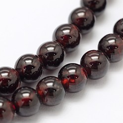 Garnet Garnet Round Beads Strands, 5mm, Hole: 0.5mm, about 76pcs/strand, 15 inch