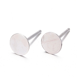 Silver 925 Sterling Silver Flat Pad  Stud Earring Findings, Earring Posts with 925 Stamp, Silver, tray: 6mm, 11.5mm, Pin: 0.8mm