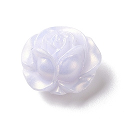 Белый Непрозрачные акриловые бусины, блестящая бусина, 3 d цветок розы, белые, 20x18x10 мм, отверстие : 2 мм, Около 350 шт / 500 г