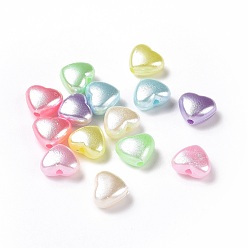 Mixed Color Imitation Pearl Acrylic Beads, Heart, Mixed Color, 8.6x9x4.7mm, Hole: 1.5mm, about 2631pcs/500g