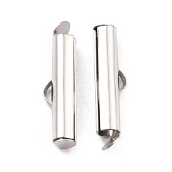 Stainless Steel Color 304 Stainless Steel Slide On End Clasp Tubes, Slider End Caps, Stainless Steel Color, 20x6x4mm, Hole: 3.5mm, Inner Diameter: 3mm