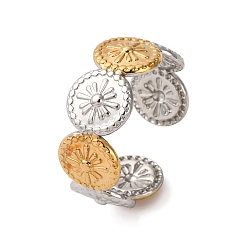 Золотой & Цвет Нержавеющей Стали 304 двухцветные манжетные кольца из нержавеющей стали, ионное покрытие (ip), золотые и нержавеющая сталь цвет, 8 мм