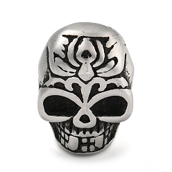 Antique Silver 304 Stainless Steel European Beads, Large Hole Beads, Skull, Antique Silver, 19.5x14x11.5mm, Hole: 4.5mm