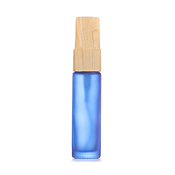Royal Blue Empty Portable Frosted Glass Spray Bottles, Fine Mist Atomizer, with Wooden Dust Cap, Refillable Bottle, Royal Blue, 9.6x2cm, Capacity: 10ml(0.34fl. oz)
