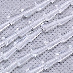 Clear Glass Beads Strands, Faceted, Cone, Clear, 8x4mm, Hole: 1mm, about 72pcs/strand, 18 inch