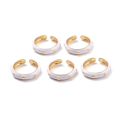 Ghost White Brass with Enamel Rings,  Long-Lasting Plated, Lead Free & Cadmium Free & Nickel Free, Real 18K Gold Plated, Ghost White, 4mm, Inner Diameter: 17mm