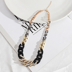 Matte black with diamond inlay Resin Chain Necklace: Trendy and Versatile Fashion Accessory for Women