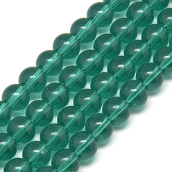 Teal Glass Beads Strands, Round, Teal, 6mm, Hole: 1mm, about 50pcs/strand, 13 inch