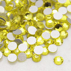Citrine Glass Flat Back Rhinestone, Grade A, Back Plated, Faceted, Half Round, Citrine, 4.6~4.8mm, about 1440pcs/bag