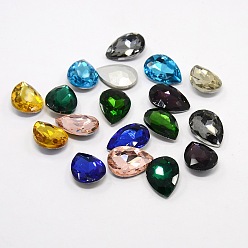 Mixed Color Glass Pointed Back Rhinestone, Back Plated, Faceted, Teardrop, Mixed Color, 18x13x6mm