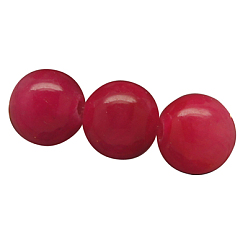 Cerise Natural Yellow Jade Beads Strands, Round, Dyed, Cerise, 10mm, Hole: 1mm, about 40 pcs/strand, 16 inch