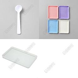 (52) Непрозрачная лаванда 4 лоток для термопластичных бусин из полиэтилена, прямоугольные, с 1пластиковыми мерными ложками, разноцветные, лоток : 65x50x11 мм