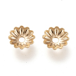 Golden 304 Stainless Steel Bead Caps, Multi-Petal, Flower, Golden, 5.5x5.5x1.2mm, Hole: 1.2mm
