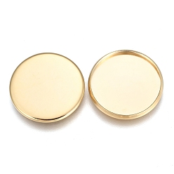Golden 304 Stainless Steel Plain Edge Bezel Cups, Cabochon Settings, Flat Round, Golden, Tray: 20mm, 21.5x1.8mm