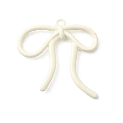 Белый Подвески из сплава аэрозольной краски, бантом, белые, 33x35x5 мм, отверстие : 2 мм