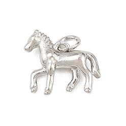 Платина Латунные подвески, лошадь, долговечный, без свинца и без кадмия, стойки покрытие, с целью перехода в кольце, платина, 13.5x16.5x4.5 мм, отверстие : 3.3 мм