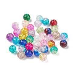 Mixed Color Transparent Crackle Glass Beads, Round, Mixed Color, 8~8.5x7~7.5mm, Hole: 1.5~1.6mm, 735Pcs/500g