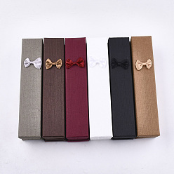 Mixed Color Cardboard Necklace Boxes, with Sponge Inside, Rectangle with Bowknot, Mixed Color, 21x4x2.7cm