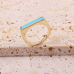 06 Fashionable Multicolor Geometric Open Ring for Women with Oil Drop Design