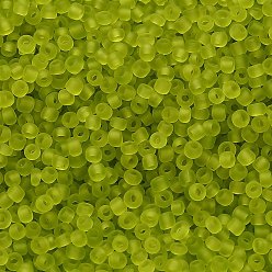 Зелено-Желтый Fgb 8/0 круглый стеклянный бисер класса А, прозрачный матовый стиль, зеленый желтый, 3x2 мм, отверстие : 1 мм, Около 10000 шт / фунт