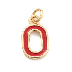 Letter O Стойки обшивки латунные подвески, с эмалью и кольцом для прыжков, без кадмия и без свинца, долговечный, реальный 18 k позолоченный, буквы, Письмо O, 11.5x6.5x1 мм, отверстие : 2.5 мм