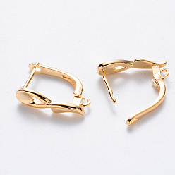 Real 18K Gold Plated Brass Hoop Earring Findings with Latch Back Closure, Nickel Free, with Horizontal Loop, Real 18K Gold Plated, 18x11.5x5mm, Hole: 1.2mm, Pin: 1mm
