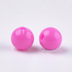 Deep Pink Opaque Plastic Beads, Round, Deep Pink, 6x5.5mm, Hole: 1.8mm, about 4790pcs/500g
